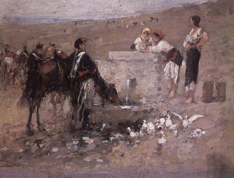 Nicolae Grigorescu Girls and Young Men by the Well Germany oil painting art